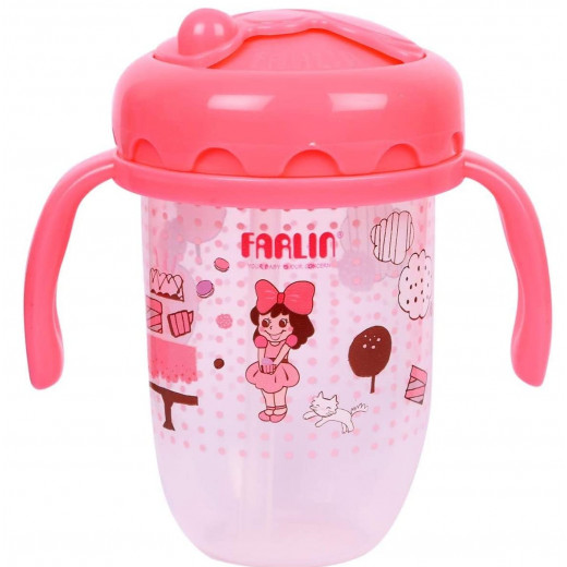 Farlin - Straw  Drinking Cup 240ML - Pink