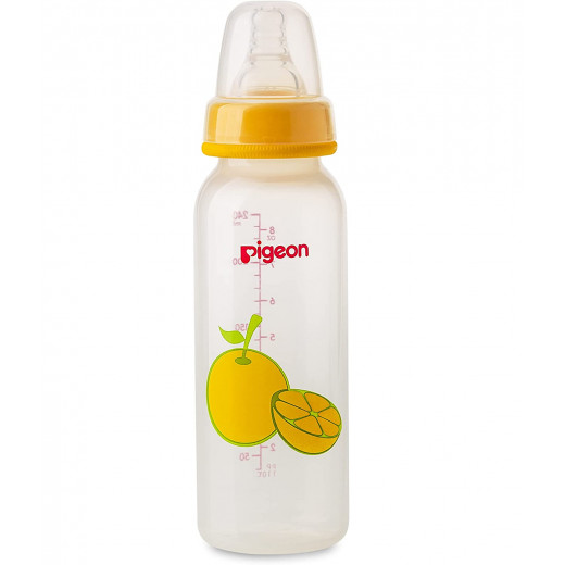 Pigeon Decorated Bottle - (Slim Neck) 120 ml Fruits 1PC - Yellow
