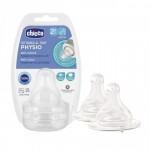 Chicco Physio Teat Anti-Colic Silicone Nipple Food Flow 2m +, 2 pieces