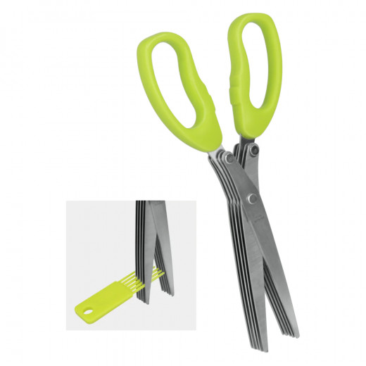 Metaltex Stainless Steel Blade Herb Scissors With 5 Parallel Blades, 19 Cm