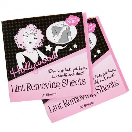 Hollywood Fashion Lint Removing Sheets, 30 Sheets, 2 Packs