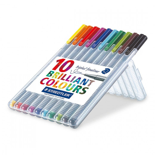 Staedtler Triplus Fineliner Pen - Pack of 10 ,Multicolor