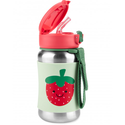 Skip Hop Spark Style Stainless Steel Straw Bottle, Strawberry Design, 350 Ml