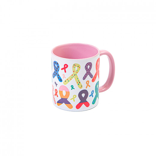 Mug Designed With Ribbon, Assorted Color, 300 Ml, 1 Piece