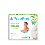 Pure Born Organic Nappies Single Pack, Tropic Design, Size 4, 7-12 Kg, 24 Pieces