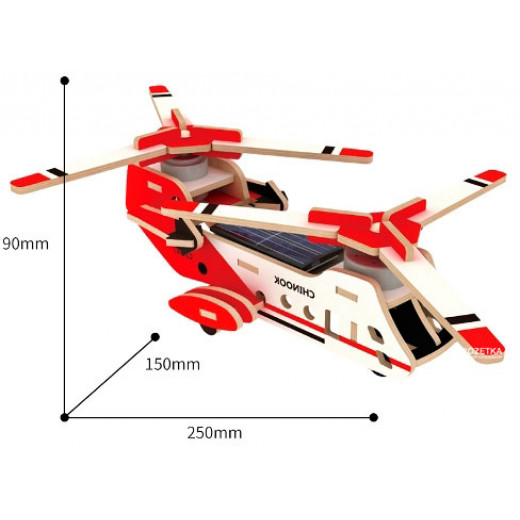 Robotime Puzzle wooden toy plane, CH47 with solar cell