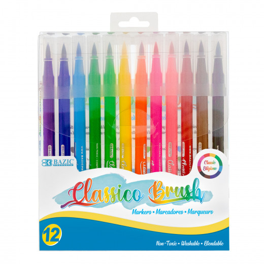 أقلام فرشاة كلاسيكو 12 لون من بازيك