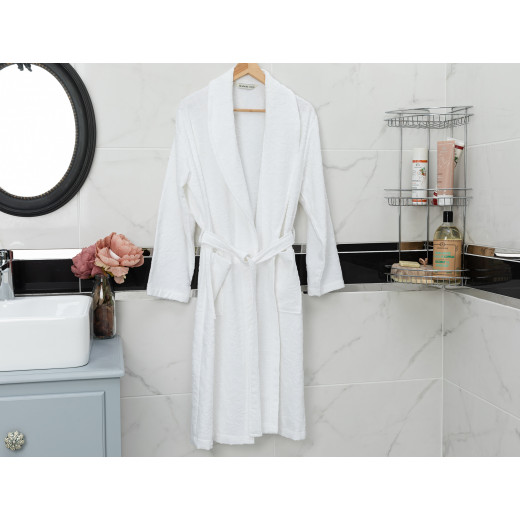 Madame Coco Roesia Shawl Collar Bathrobe, White Color