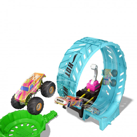 Hot Wheels Monster Trucks Glow In The Dark Epic Loop Challenge Playset New