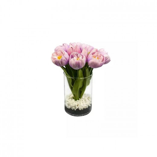 Nova Home "Sweet Tulip" Artificial Flower Arrangement, Purple Color, 23 Cm
