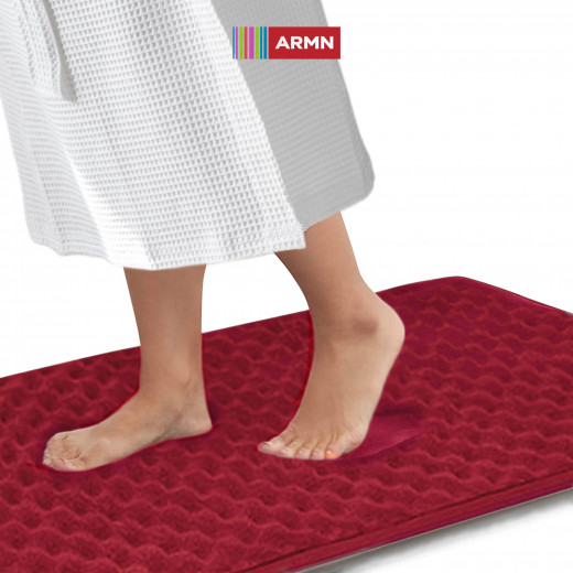 ARMN Clara Memory Foam Bath Rug, Burgundy Color, 50*80 Cm