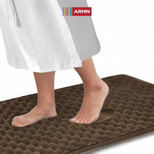 ARMN Clara Memory Foam Bath Rug, Brown Color, 60*90 Cm