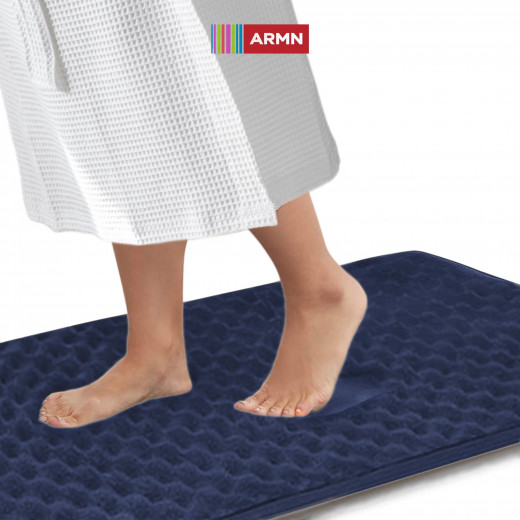 ARMN Clara Memory Foam Bath Rug, Navy Blue Color, 60*90 Cm