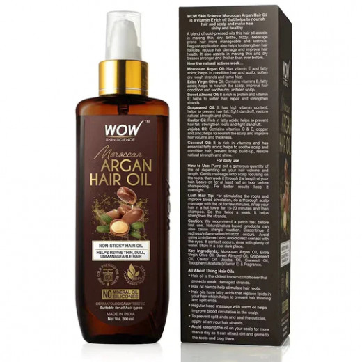 Wow Skin Science Argan Hair Oil with Comb, 200ml
