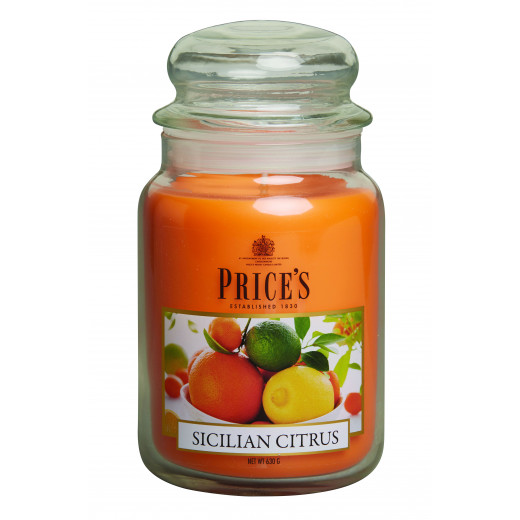 Price's Large Scented Candle Jar with Lid, Sicilian Citrus