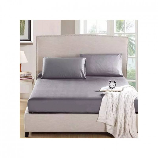 Nova Home MicroBasic Fitted Sheet Set, Grey Color, 2 Pieces