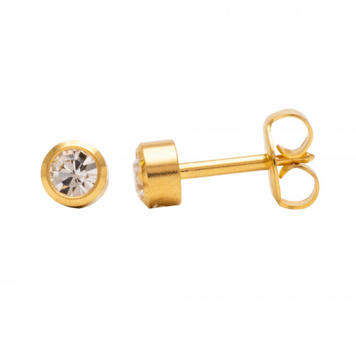 Studex Gold Plated Regular Bezel April Crystal Sterilized Ear Studs