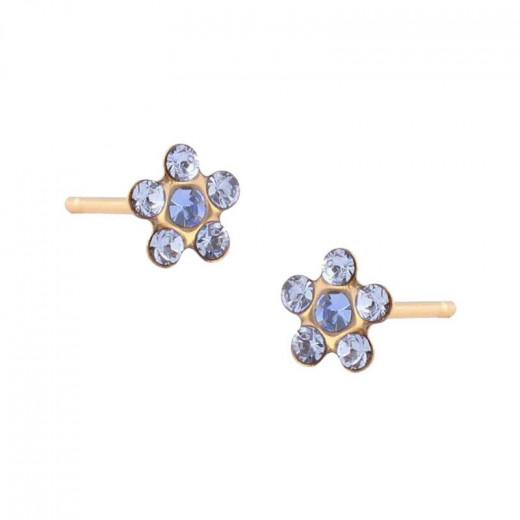 Studex Earrings Gold Plated Daisy Lt Sapphire Sapphire Sensitive, For Kids