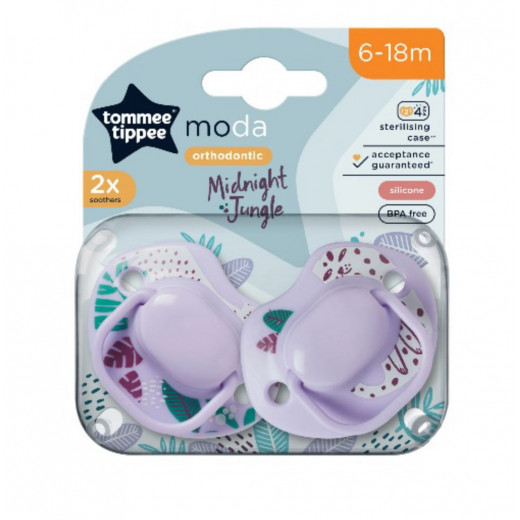 Tommee Tippee Moda Soothers, Symmetrical Orthodontic Design (6-18 m)