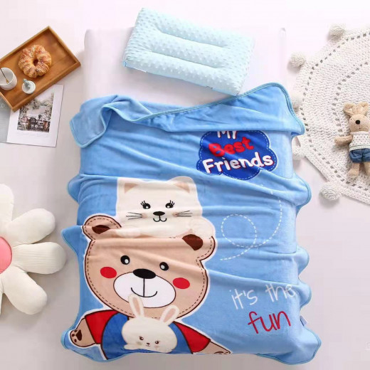 Baby Blanket, My Best Friends, Blue Color, 138 x 65 Cm