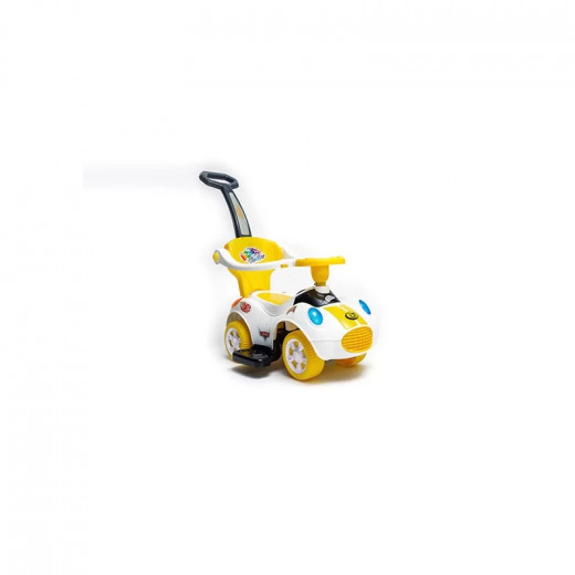 سيارة دفع و ركوب صغيرة للاطفال, باللون الاصفر من هوم تويز