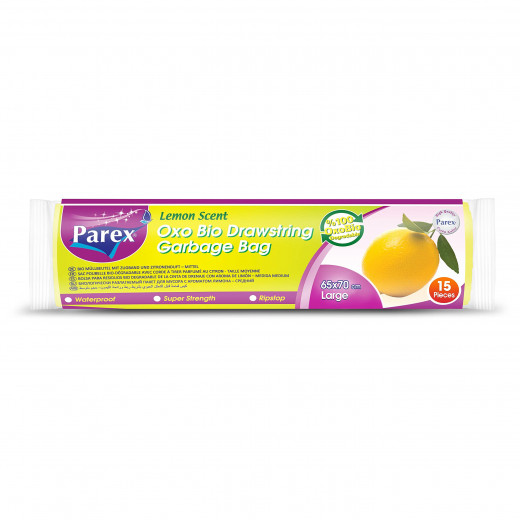 Parex Garbage Bags Lemon Scented, Mediuem Size 15 Pieces