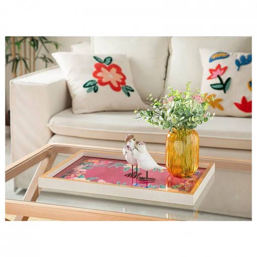 English Home Flowertopia Decorative Tray, Pink Color 31*46 Cm