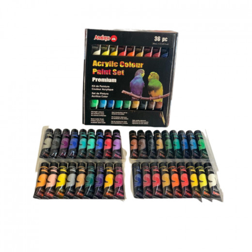 Amigo Acrylic Color Paint Set, 36 Pieces