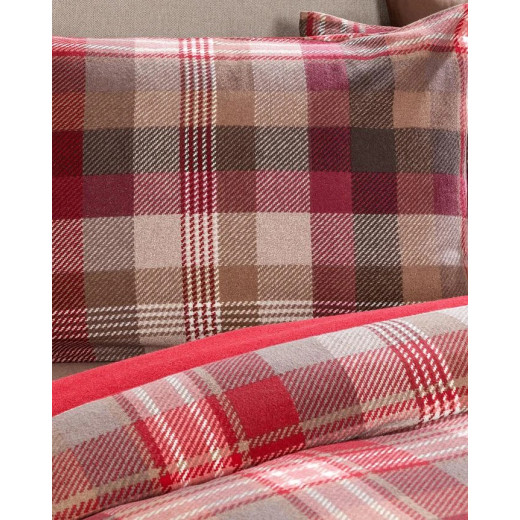 Madame Coco Gustave Single Flannel Duvet Cover Set - Claret Red/Brown