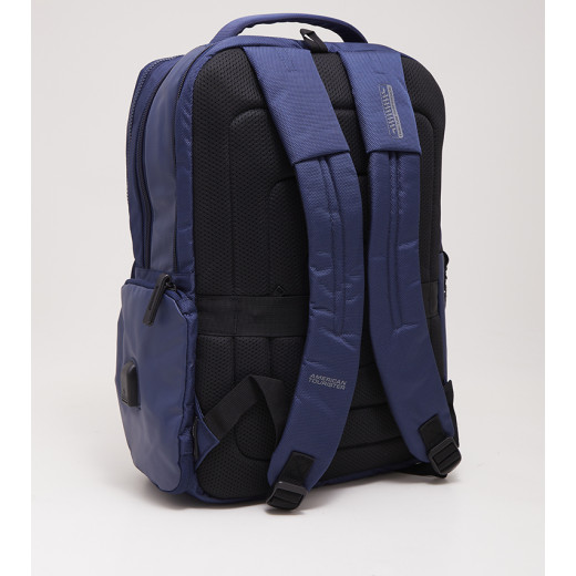 American Tourist Zork 2.0 Logo Detailed Backpack, Navy Blue Color