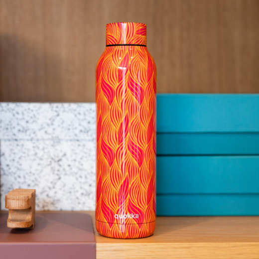 Quokka Stainless Steel Bottle, Orange Bloom Design, 630 Ml