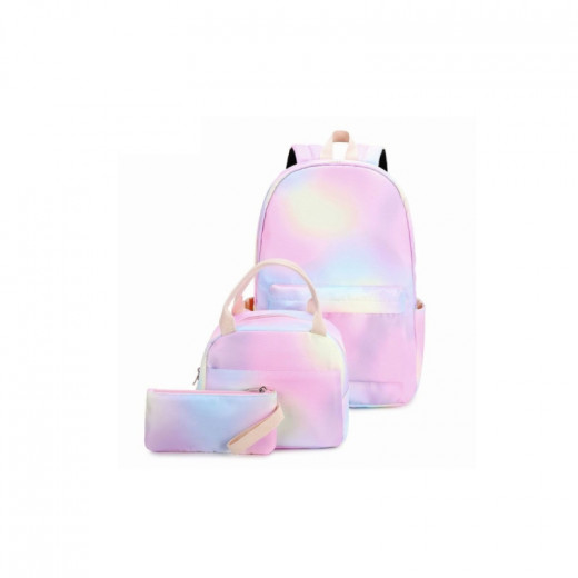 Girls School Backpack Backpack with Lunch Bag & Pencil Case Rainbow Design