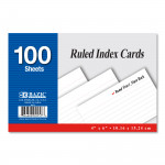 Bazic Ruled White Index Card 4  X 6 100 Pages