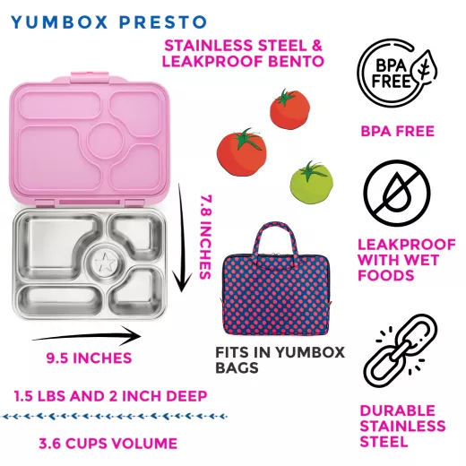 Bento Box Lunch Box Stainless Steel Leakproof, Pink