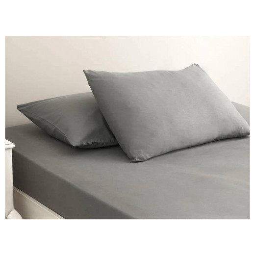 English Home Plain Cotton, Pebble Stone Color, Single Bed Sheet, 160x240 Cm