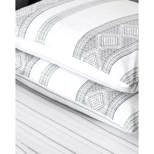 Madame Coco Fair Single Ranforce Printed Duvet Cover Set  White/Anthracite 160x220 cm