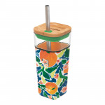 Quokka Glass Straw Tumbler With Silicone Cover Liquid Cube Oranges 540 Ml