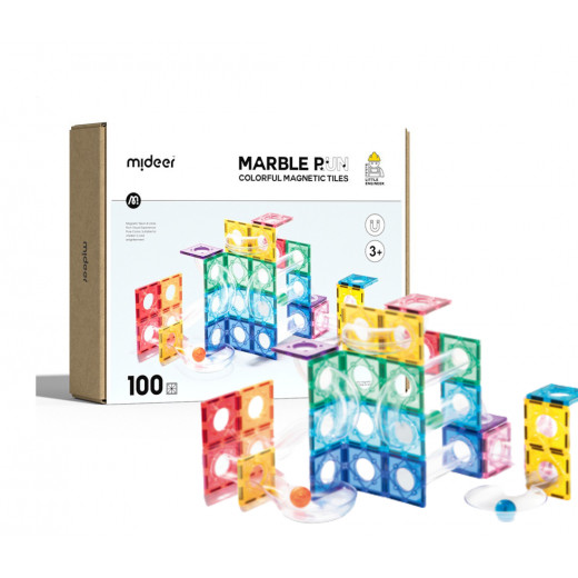 Mideer Colorful Magnetic Tiles - Marble Run - 100PCS