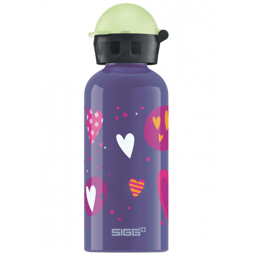 Sigg Kids Aluminium Glow Heart Balloons Water Bottle, 400 ml