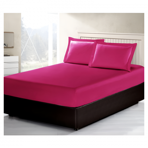 ARMN Vero Fitted Sheet Set, Fuchsia, Kingsize, 3 Pieces