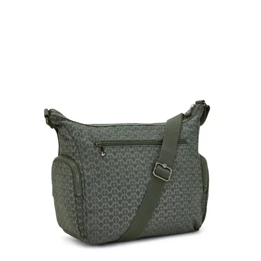 Kipling Gabbie Medium Crossbody Sign Green Embosse