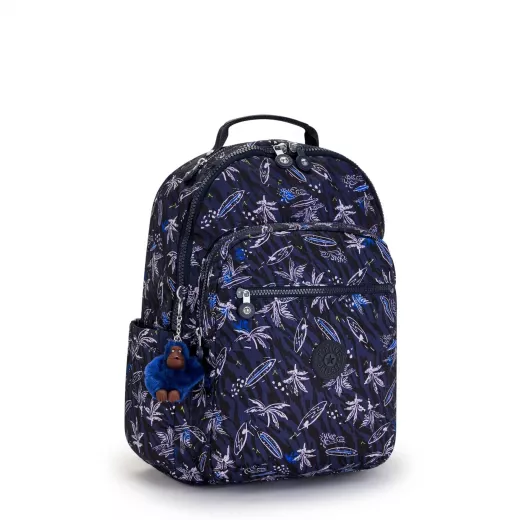 Kipling Seoul Backpack With Padded Laptop Compartment Surf Sea Print, Large