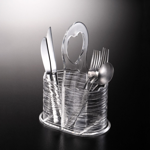 Vague Acrylic Cutlery Holder Bark Clear 21 centimeter