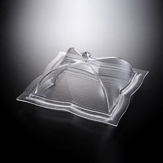 Vague Acrylic Square Dessert Serving Set Clear 35 centimeter