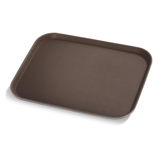 Vague Non Slip Plastic Slip Tray Rectangular Brown 35 centimeter x 45 centimeter