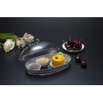 Vague Acrylic Diamond Silver Oval Dessert Set