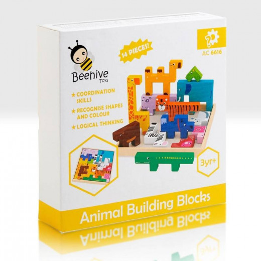Bee Hive Toys Animal Building Block Puzzle Drawing Table (3 In 1)