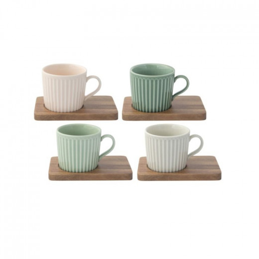 Easy Life Take a Break  Cups & Saucers Set in Box - Pastels 110ml 8-Piece