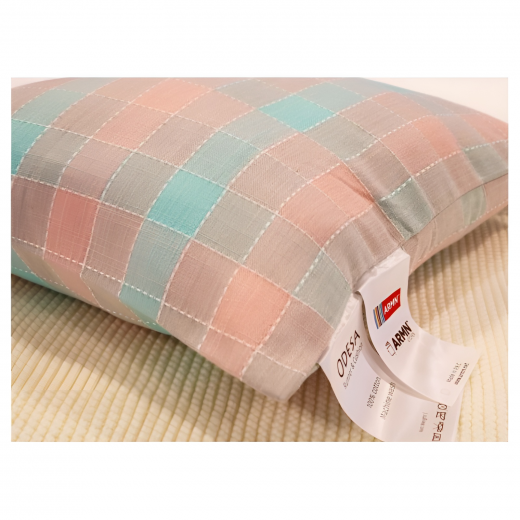 ARMN Odesa Checkered Cushion Cover, Pink & Blue