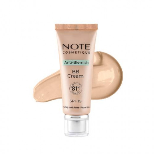 Note Cosmetique Anti-Blemish BB Cream, 01 Soft  ivory